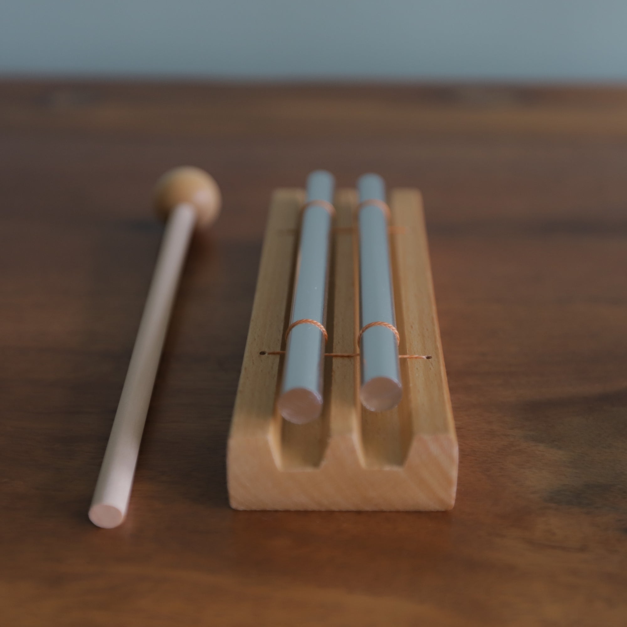 Two solid wood Indonesian meditation chimes