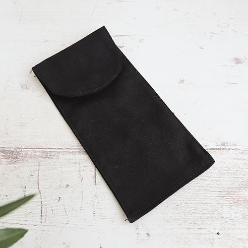 Black cotton sleeve pouch for storage and protection