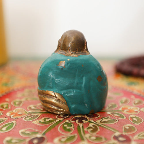 Back Side view of a Bronze Laughing Buddha Statue