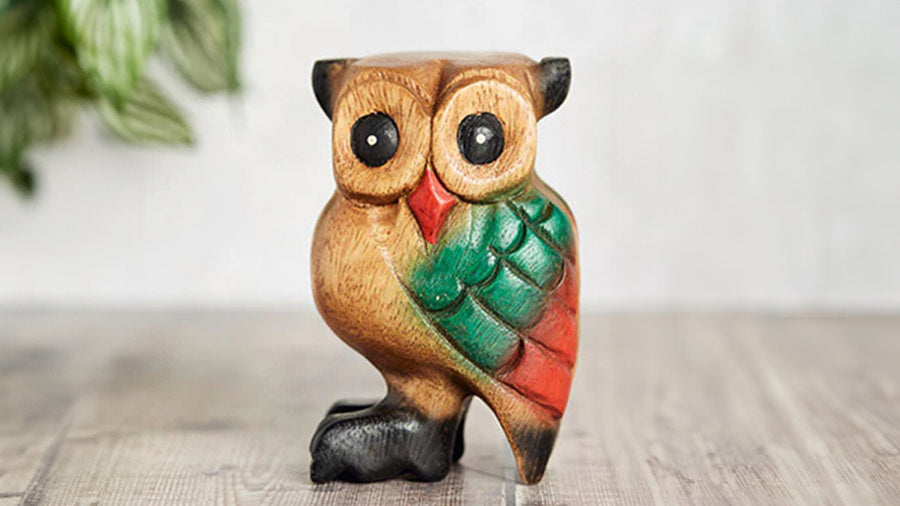 Hooting owl flute whistle made from solid wood