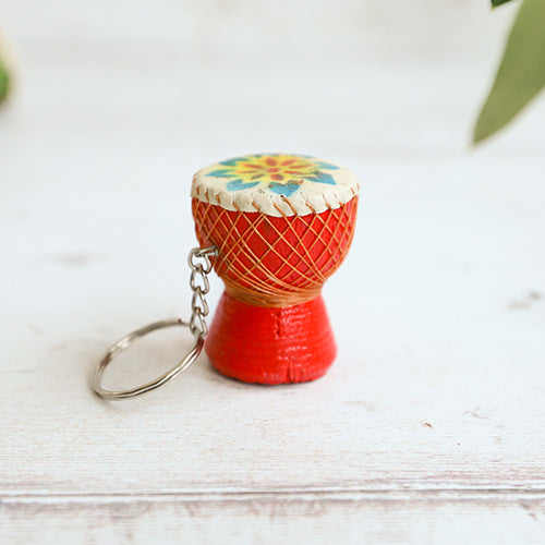 Red djembe drum keyring gift