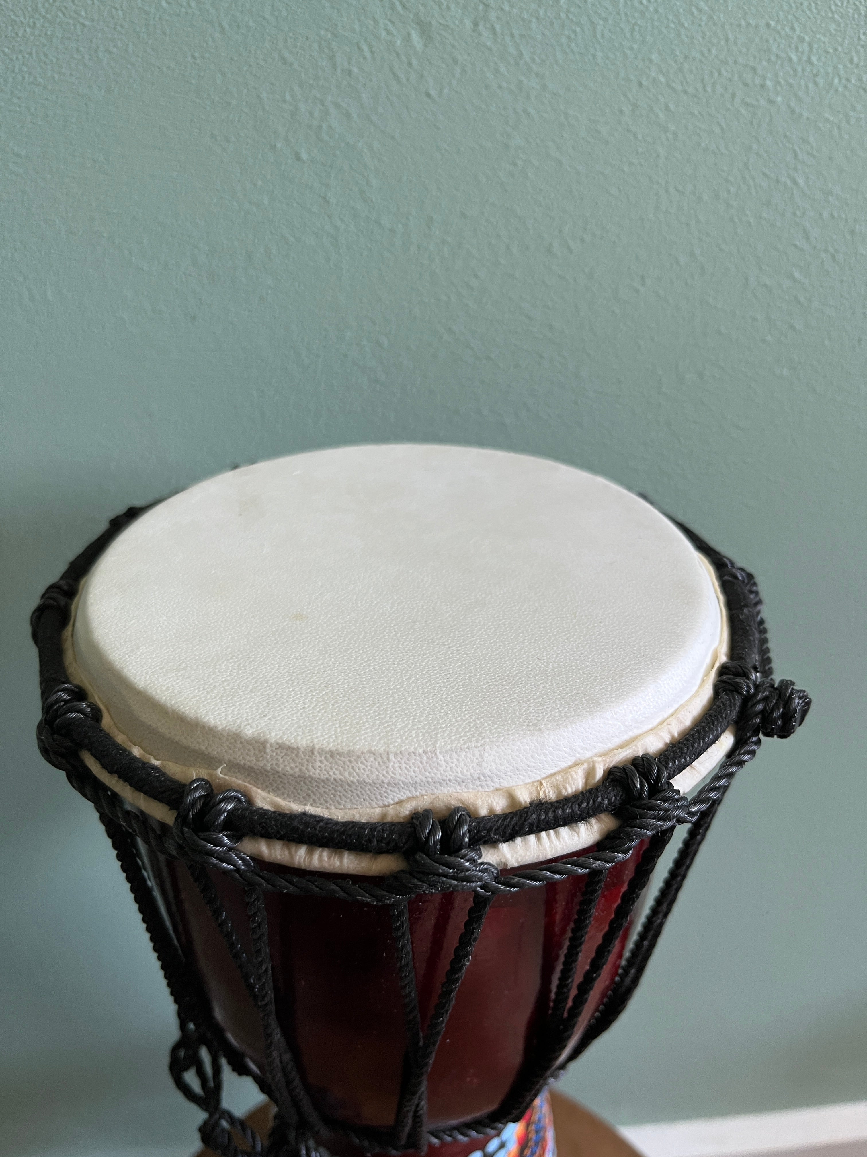 top of djembe drum head goats skin