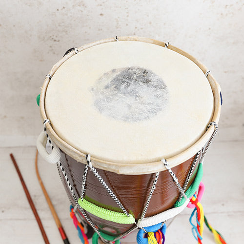 Top view of an Indian Fancy Dhol drum head