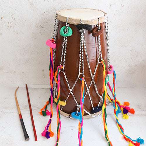 Indian Dhol drum with beater