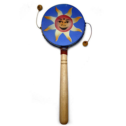 sun design goats hide monkey drum with wooden handle