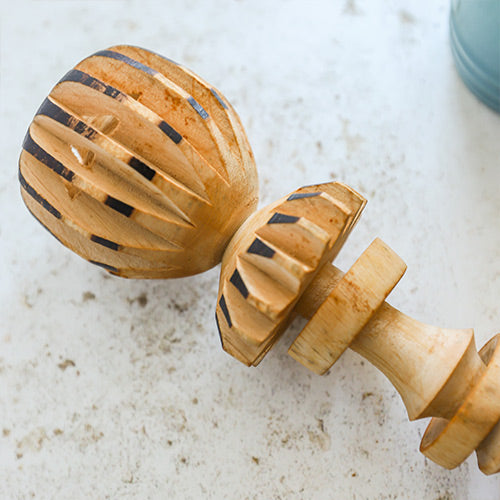 Close-up view of a Molinillo whisk