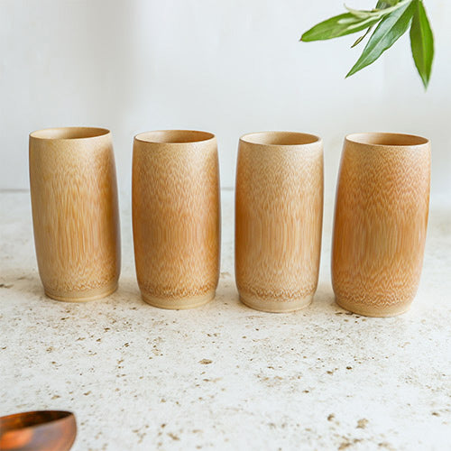 Natural Solid Bamboo Drinking Cups Bundle Set