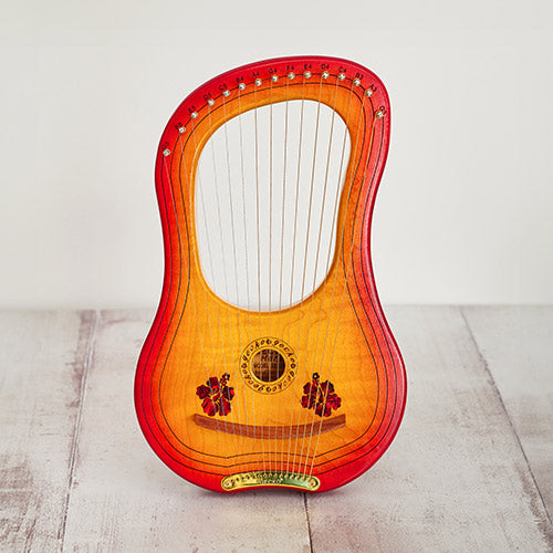 Floral sunburst Gecko Lyre Harp Front