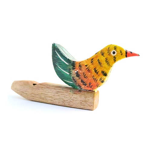 Solid Wood Indonesian Bird Whistle with Large Bird