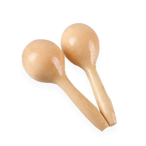 pair of two solid wood maracas 