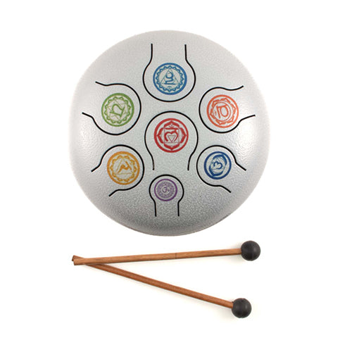 Chakra handpan drum with beaters