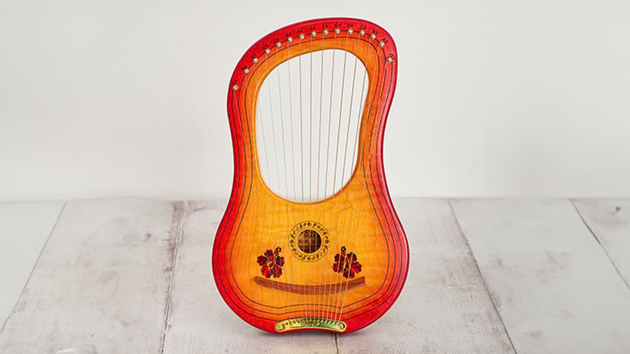 Traditional Chinese Lyre harp with sunburst design