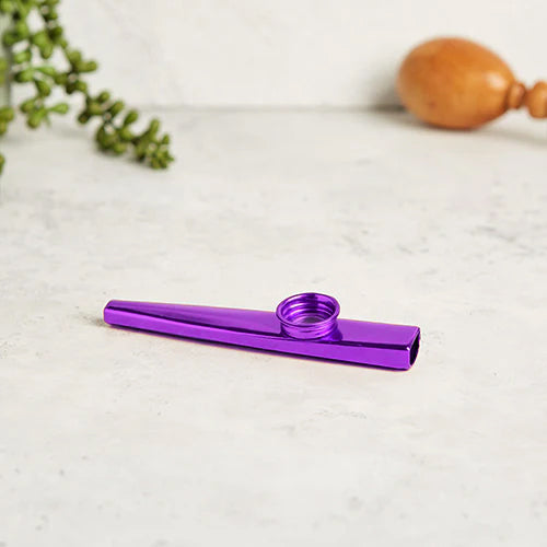 Metallic Purple Kazoo Flute Whistle on a White Background