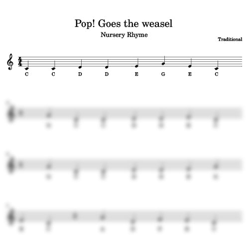 pop goes the weasel nursery rhyme universal score