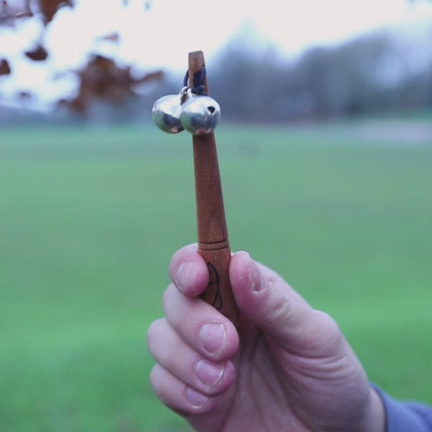 Wooden Indonesian Jati Sleigh Bells Stick Shaker Sound Demo