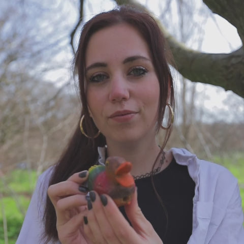 Sound demonstration of a hand-painted wooden duck whistle from Thailand