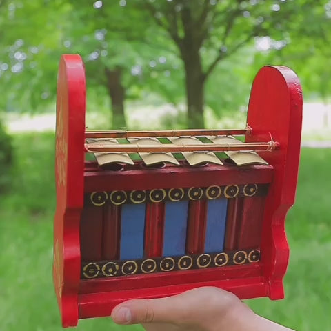 Colourful traditional Indonesian Gamelan metallophone chimes sound demonstration