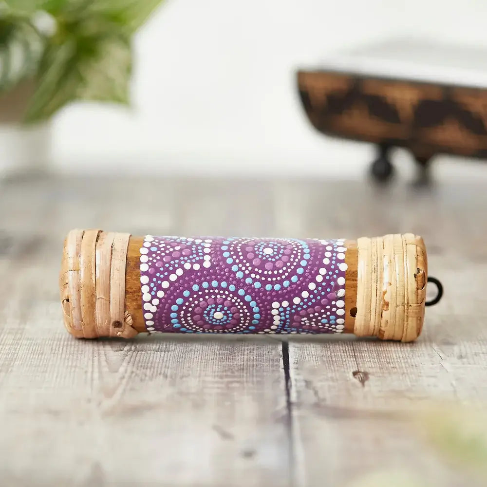 Purple dot painted small bamboo rainstick 