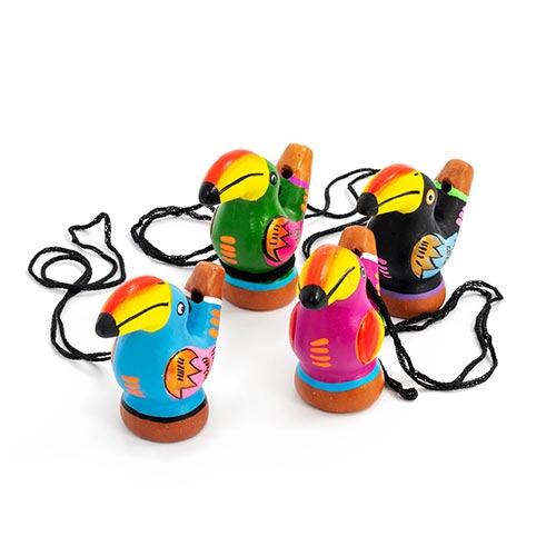 Selection of toucan bird water whistles